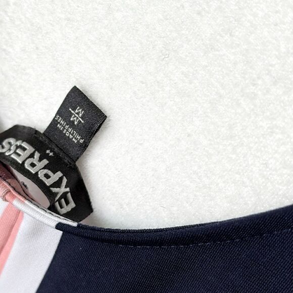 Express Wrap Dress Striped Sleeveless Flowy Stretchy V Neck High Low A Line M - Picture 5 of 10